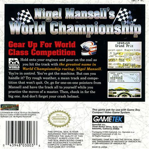 Nigel Mansell S World Championship Racing Images Launchbox Games Database