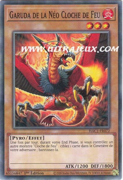 Garuda de la Néo Cloche de Feu HAC1 FR072 DT Carte Yu Gi Oh Cartes