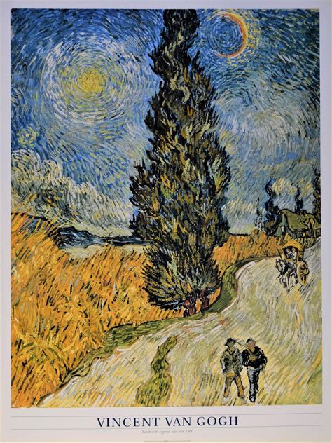 VINCENT VAN GOGH road With Cypress and Star Original Vintage Poster ...