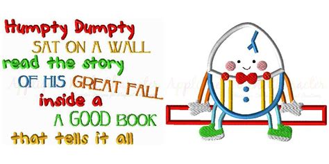 Humpty Dumpty Nursery Rhyme Applique Design And Humpty Dumpty