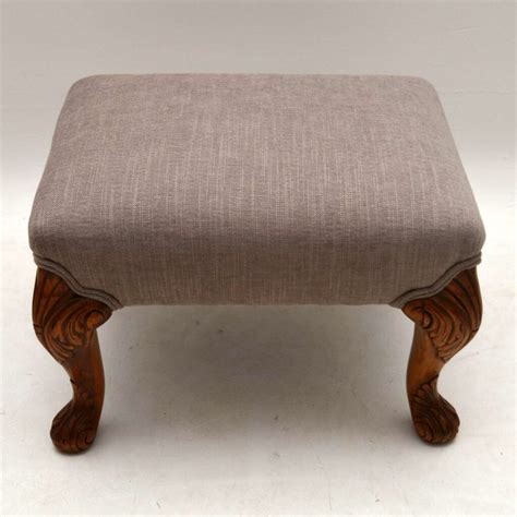 Antique Queen Anne Style Walnut Foot Stool Marylebone Antiques