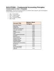 FP BUS3061assessment2 Part1 4 Docx BUS FP3061 Fundamental Accounting