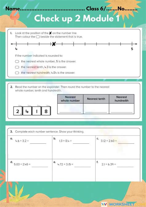 Decimals Worksheet