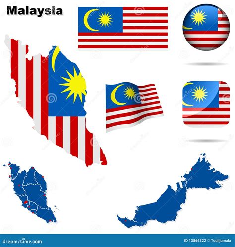 Set Icons Flags Malaysian Regions Stock Illustrations 2 Set Icons Flags Malaysian Regions