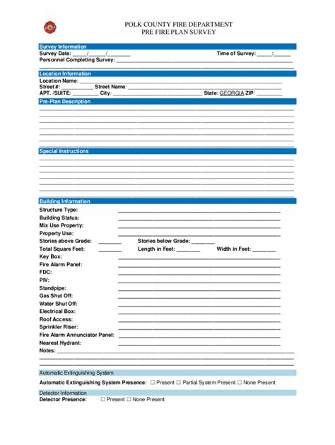 Fillable Online Polk County Fire Department Pre Fire Plan Survey Fax