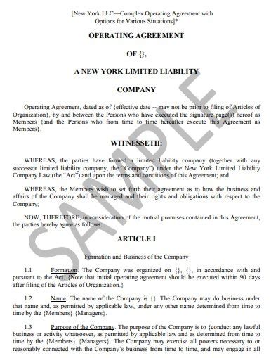 Free New York Llc Operating Agreement Template Word Pdf Excel Tmp