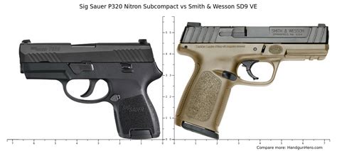 Sig Sauer P320 Nitron Subcompact Vs Smith And Wesson Sd9 Ve Size Comparison Handgun Hero