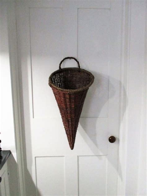 Vintage Cornucopia Basket Large Wicker Door Hanging Fall Autumn