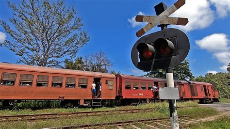 Chilaw Slow Train With Class S11 DMU Level Crossing Near Wanawasala