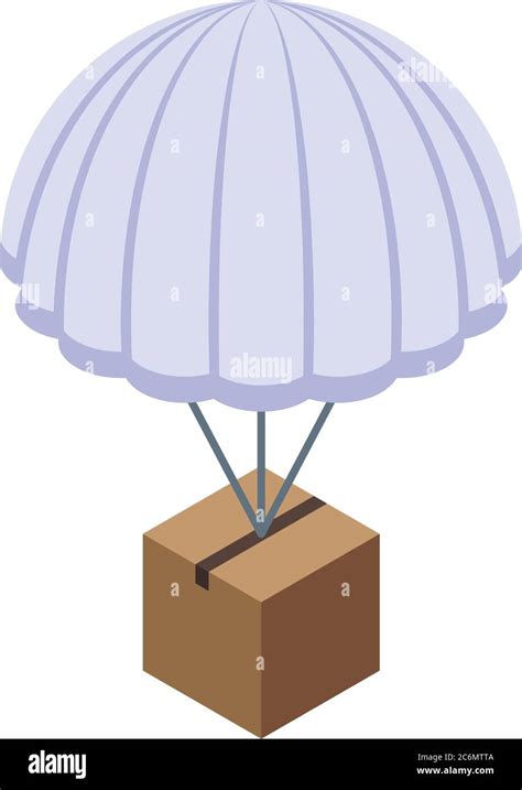 Parcel Parachute Delivery Icon Isometric Style Stock Vector Image