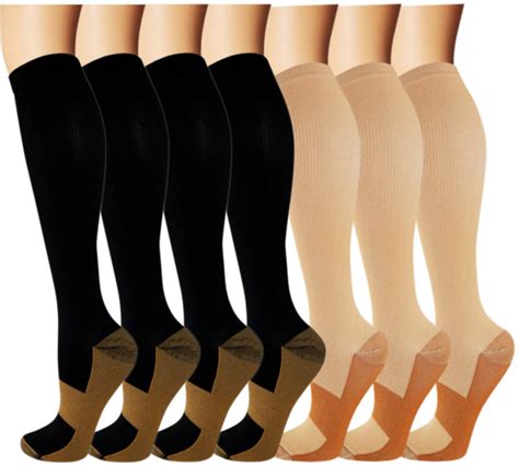 Copper Fit Compression Socks 7 Pairs For Women And Men Workout And Rec