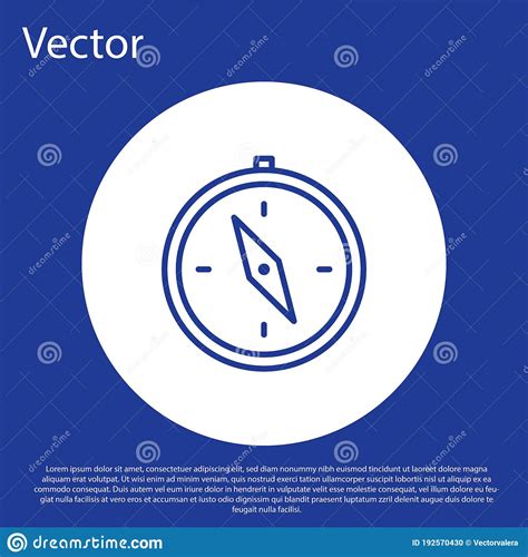 Blue Line Compass Icon Isolated On Blue Background Windrose Navigation