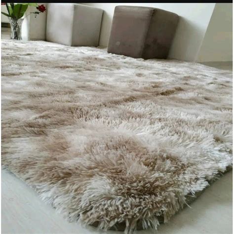 Tapete De Sala Peludo Macio 150x200 Bege Mesclado Shaggy Luxo