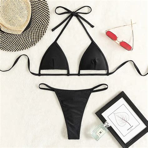 High Quality Auro Micro Bikini Thong Swimwear Sexy Black Mini Bikini