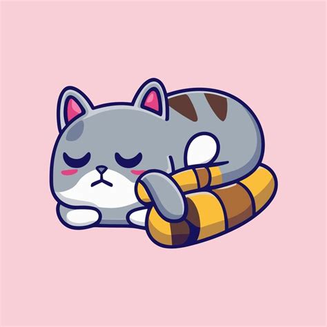 Premium Vector Vector Cute Cartoon Cat Sleeping Vector Illustration