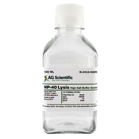 AG Scientific Inc NP 40 Lysis Buffer 500 ML Quantity Each Of 1