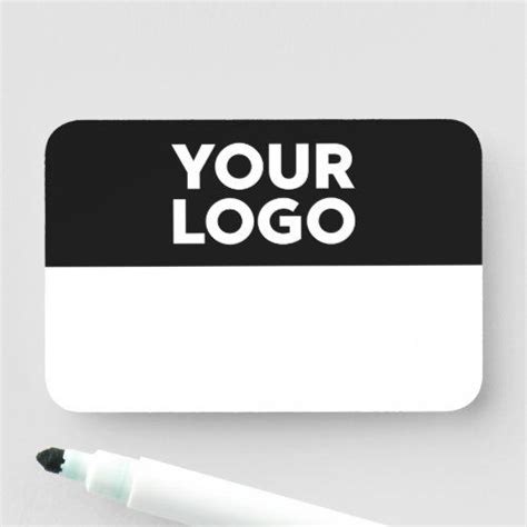 Your Business Logo on Black Reusable Dry Erase Name Tag | Zazzle | Dry ...