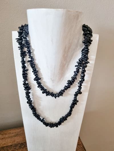 Black Tourmaline Stone Chipped Necklace Hello Indigo Halo