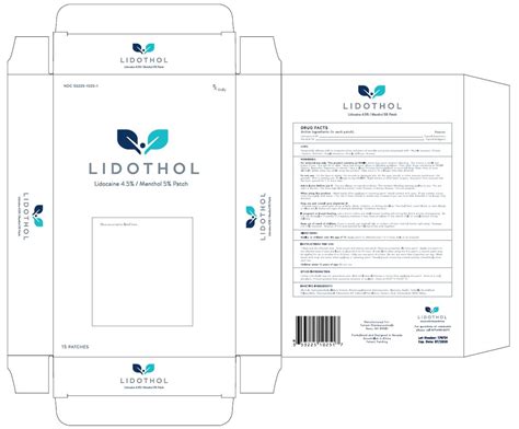 Dailymed Lidothol Lidocaine Menthol Patch