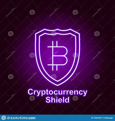 Bitcoin Shield Outline Icon In Neon Style Element Of Cryptocurrency