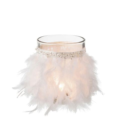 Photophore Plumes Blanc J Line My Ikiga Home Decor Vente D