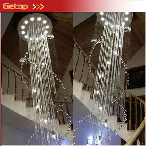 ZX Luxury Double Staircase K9 Crystal Chandelier GU10 LED Lighting For