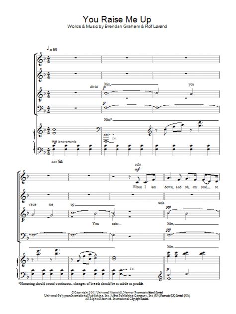 You Raise Me Up Satb Choir Print Sheet Music Now