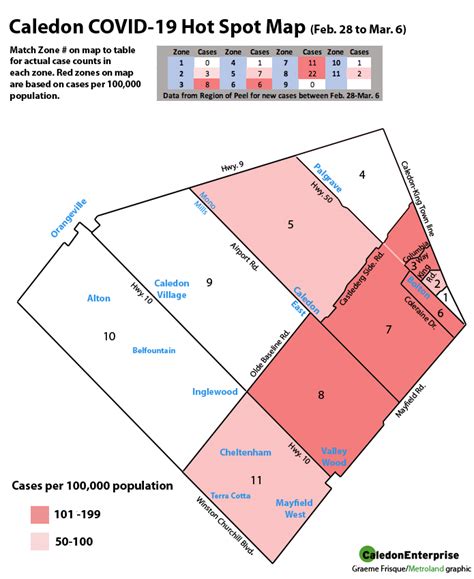 COVID-19 MAP: New Caledon cases spike in areas along Brampton border in ...