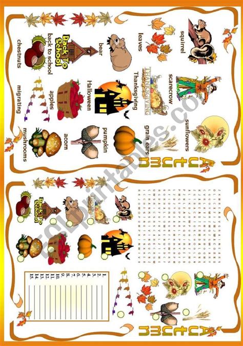 Autumn ESL Worksheet By Vanda51 Vocabulary Worksheets Esl