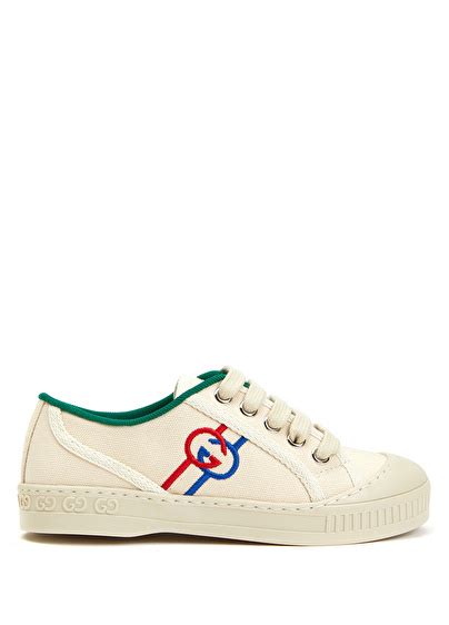 Gucci Beyaz Logo Detayl Unisex Ocuk Sneaker Ok Renkli Beyaz