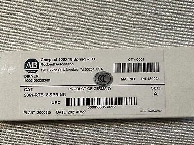 5069 RTB18 SPRING Allen Bradley SER A Compact 5000 18 Spring RTB 2020