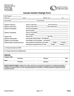 Fillable Online Ccd Course Content Change Form Fax Email Print PdfFiller