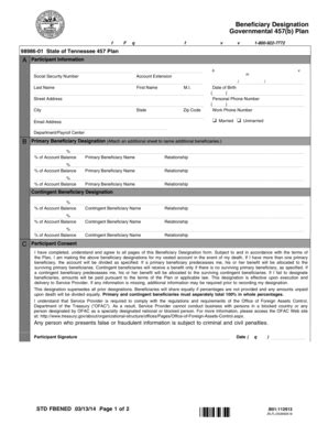 Fillable Online Beneficiary Designation Governmental B Plan