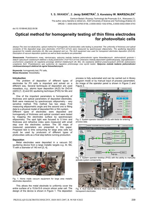 Pdf Optical Method For Homogeneity Testing Of Thin Films Electrodes