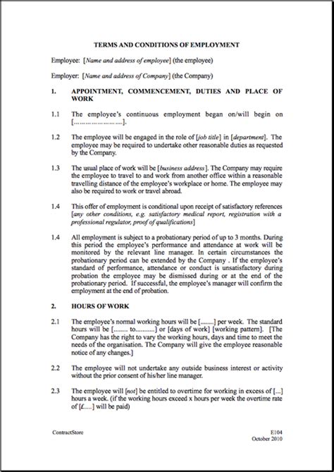 Employment Contract - Free Printable Documents