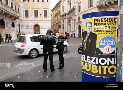 Italian far-right wing party Alleanza Nazionale (AN, National Alliance) campaigns for new ...