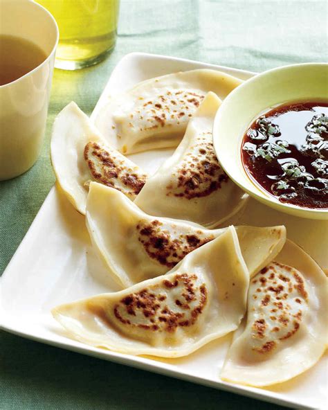 Shrimp Pot Stickers With Sriracha Ginger Dipping Sauce Recipe Martha