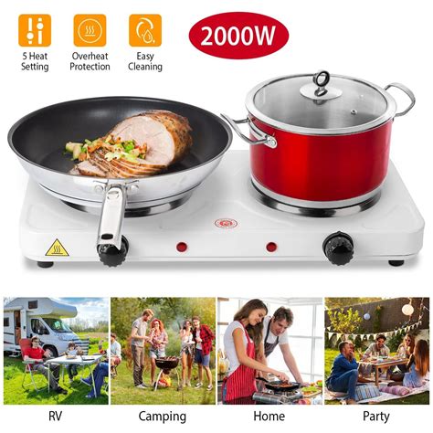 Snapklik KOCASO 2000W Double Electric Burner Portable Dual Counter Stove Countertop Hot