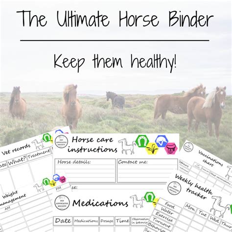 Ultimate Horse Binder Pet Care Kit Horse Planner Health - Etsy