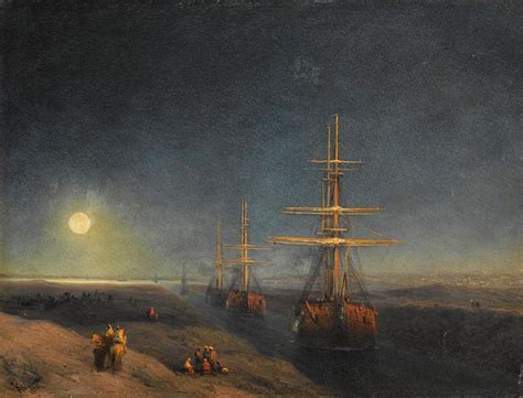 Ships Passing Through A Canal In Moonlight Ivan Aivazovsky Wikiart Org