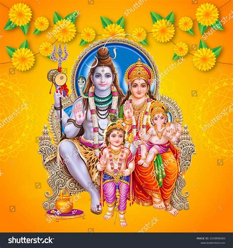 Lord Shiva Parvati Family Hd Photos Stock Illustration 2159958393 ...