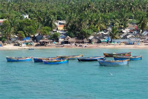 Fishermen`s Boats Moored Near the Coastline of Pamban Island. Editorial ...