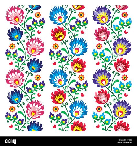 Seamless Folk Art Polish Pattern Wzor Lowicki Wycinanki Repetitive