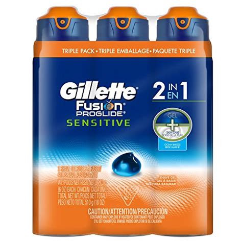 Buy Gillette Fusion ProGlide 2 In 1 Shave Gel Ocean Breeze 6 Oz 3 Pk