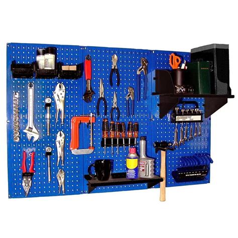 Wall Control 30WRK400BUB 32 in. x 48 in. Metal Pegboard Standard Tool Storage Kit with Blue ...