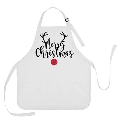 Merry Christmas Cooking Apron Merry Christmas Reindeer Apron Etsy