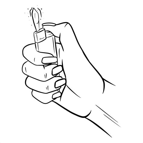 Lighter In The Hands Vector Illustration In Cartoon Style The Lighter