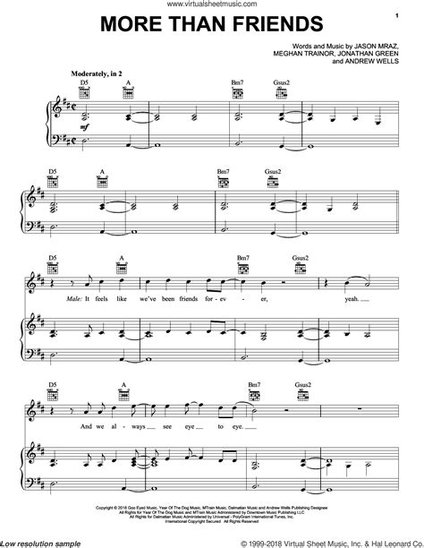 More Than Friends Feat Meghan Trainor Sheet Music For Voice Piano Or Guitar