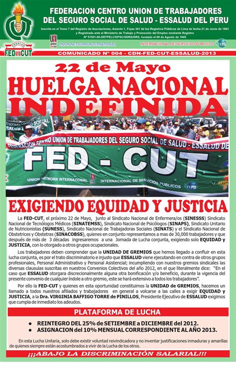 Comunicado Cdn Fed Cut Essalud By Federacion Centro Union De