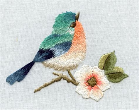 Needle Painting Embroidery Birds Blisse Design Studio